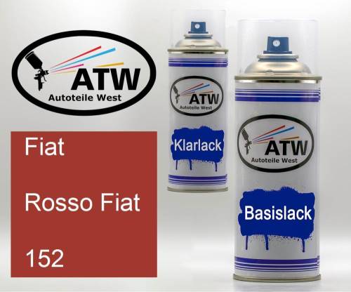 Fiat, Rosso Fiat, 152: 400ml Sprühdose + 400ml Klarlack - Set, von ATW Autoteile West.